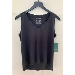Pareto Your Tank Top in Classic Black Small Pullover Knit Cotton Summer V-Neck